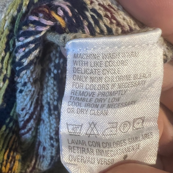 Nordic Fair Isle Smock Neck Sweater Large 100% Cotton - Picture 8 of 9